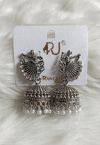 Antique Krishna Jhumka Earrings with Red Beads | Traditional Temple Jewellery for Women