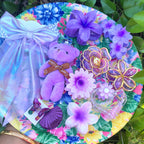 Purple Teddy Gift Pouch with Floral Hair Accessories Set