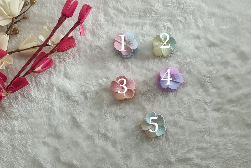 Pastel Pearl Flower Hair Clips – small size Double shaded