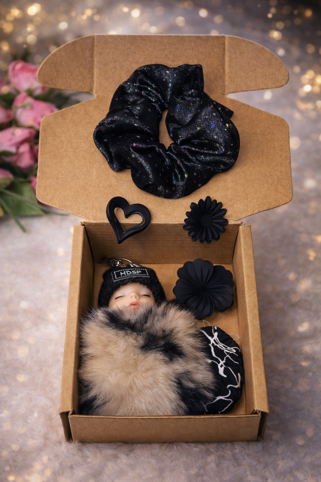 Sleeping Doll Gift Box with Scrunchie & Hair Accessories Combo 🎀
