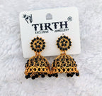 Traditional Stone Jhumka Earrings – Antique Gold Finish