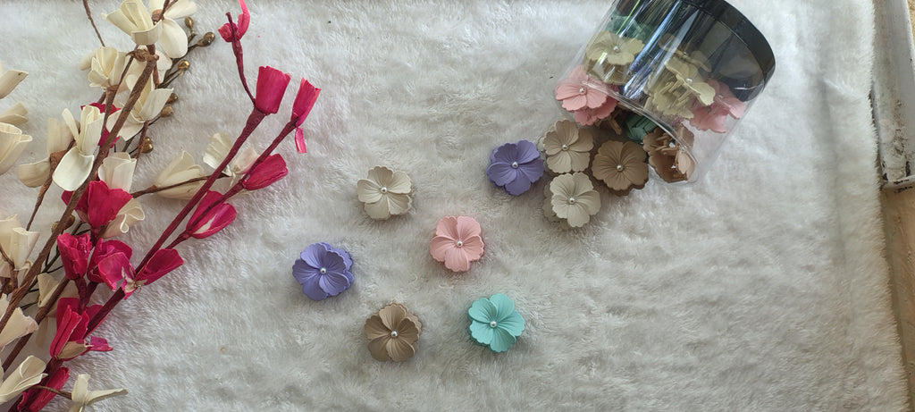 Pastel Pearl Flower Hair Clips – small size