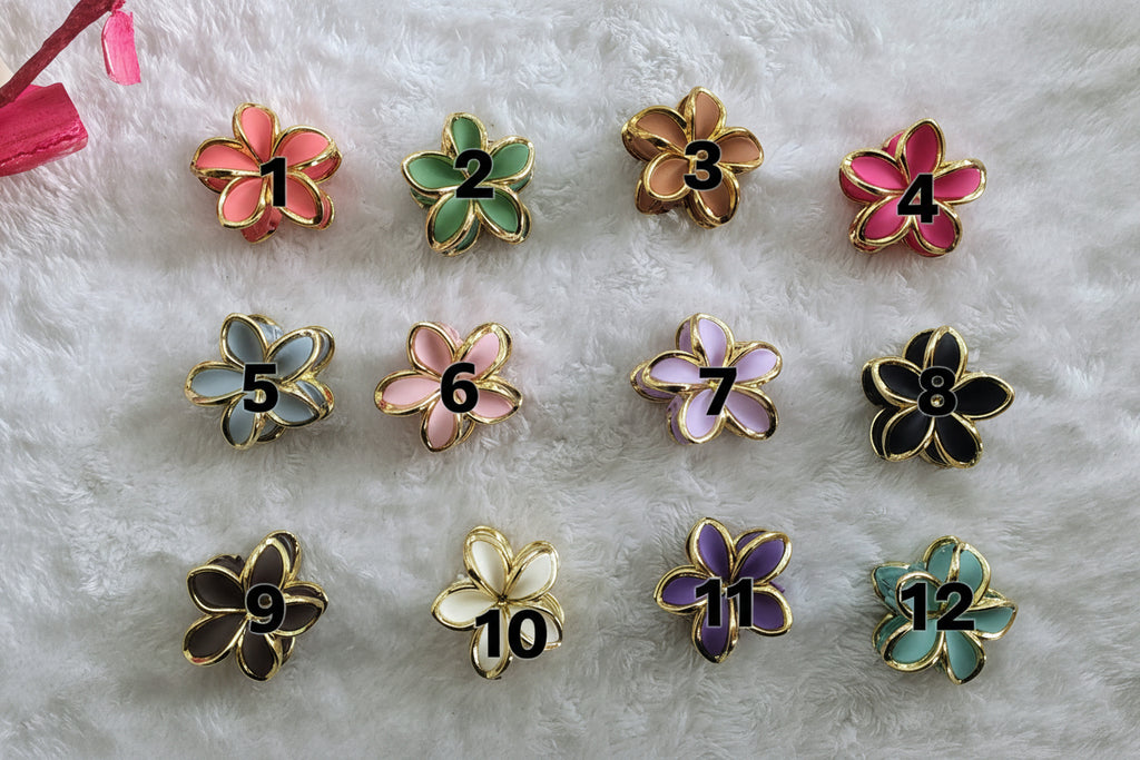 Floral Mini Hair Claw Clips – Gold Finish Flower Design
