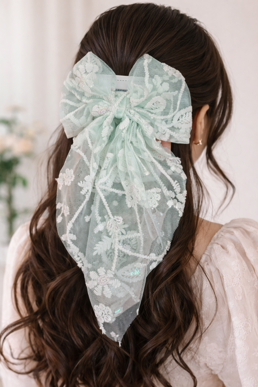 Elegant Floral Lace Hair Bow for Women & Girls