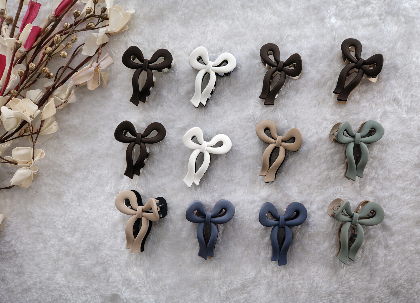 Elegant Matte Bow Hair Claw Clip – Minimalist Double shaded