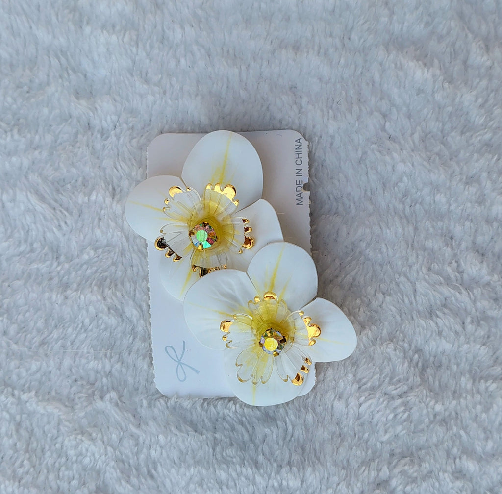 Aurora Floral Hair Clips with Crystal Centers – Set of 2