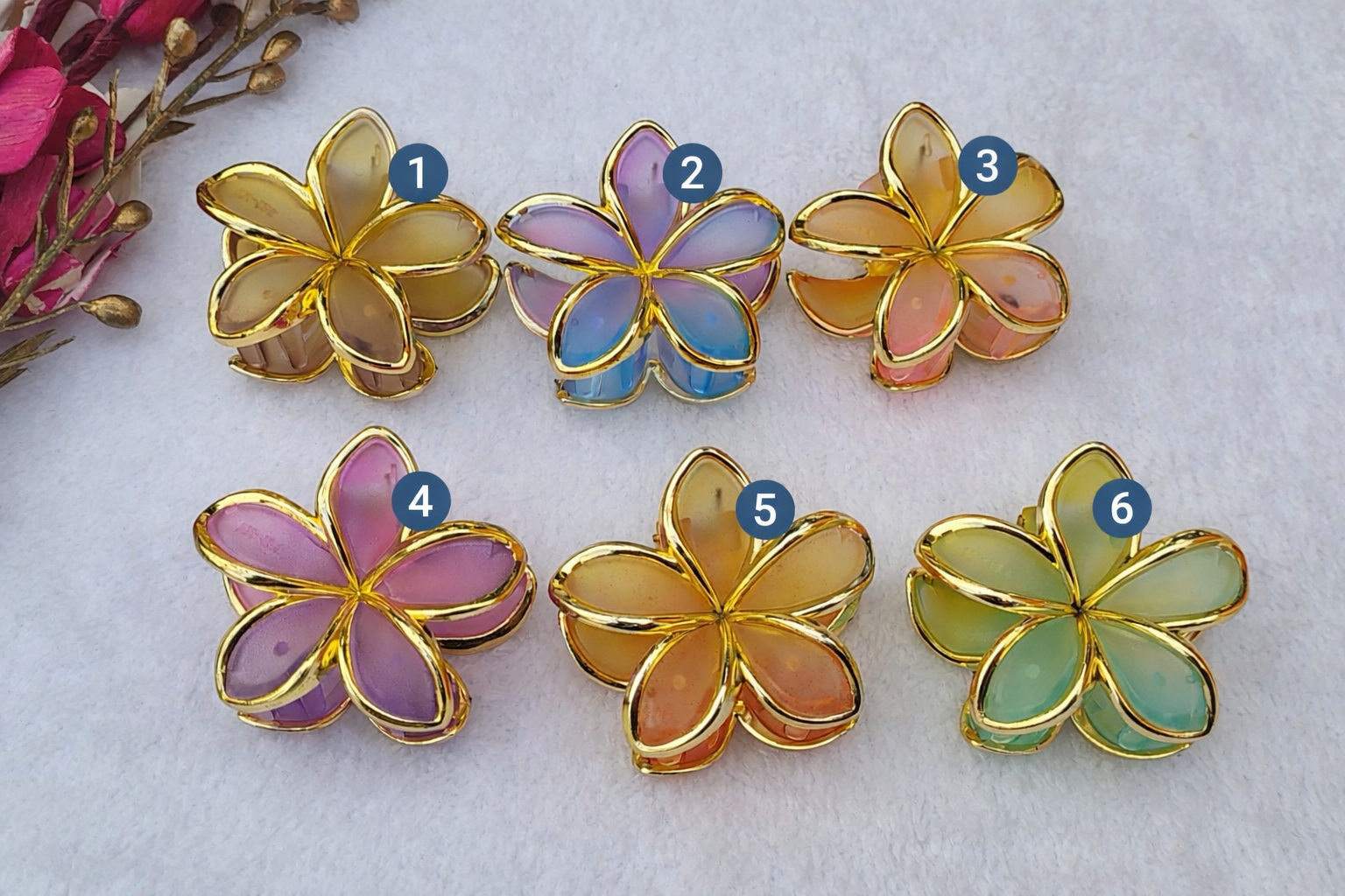 Premium Flower Hair Claw Clips – Glossy Petal Design