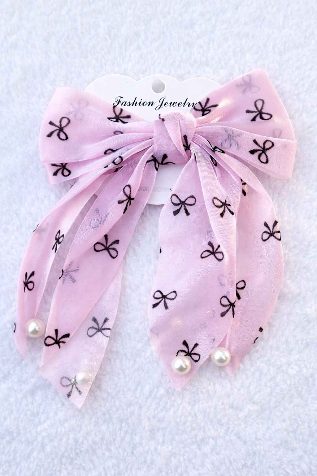 Elegant Bow Hair Clip with Pearl Detailing – Trendy Girls Hair Accessory