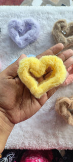 Heart Shape Fur Hair Claw Clip for Women & Girls