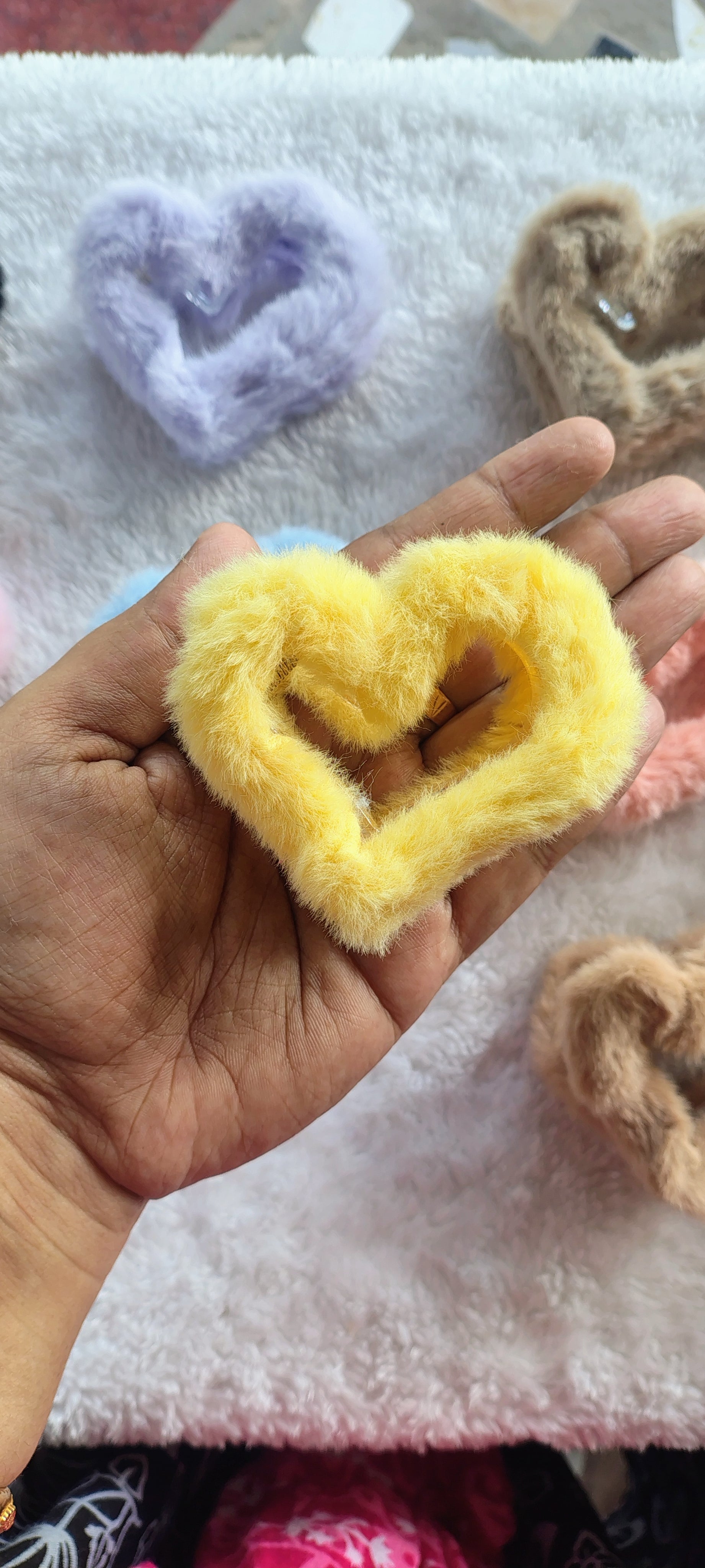 Heart Shape Fur Hair Claw Clip for Women & Girls