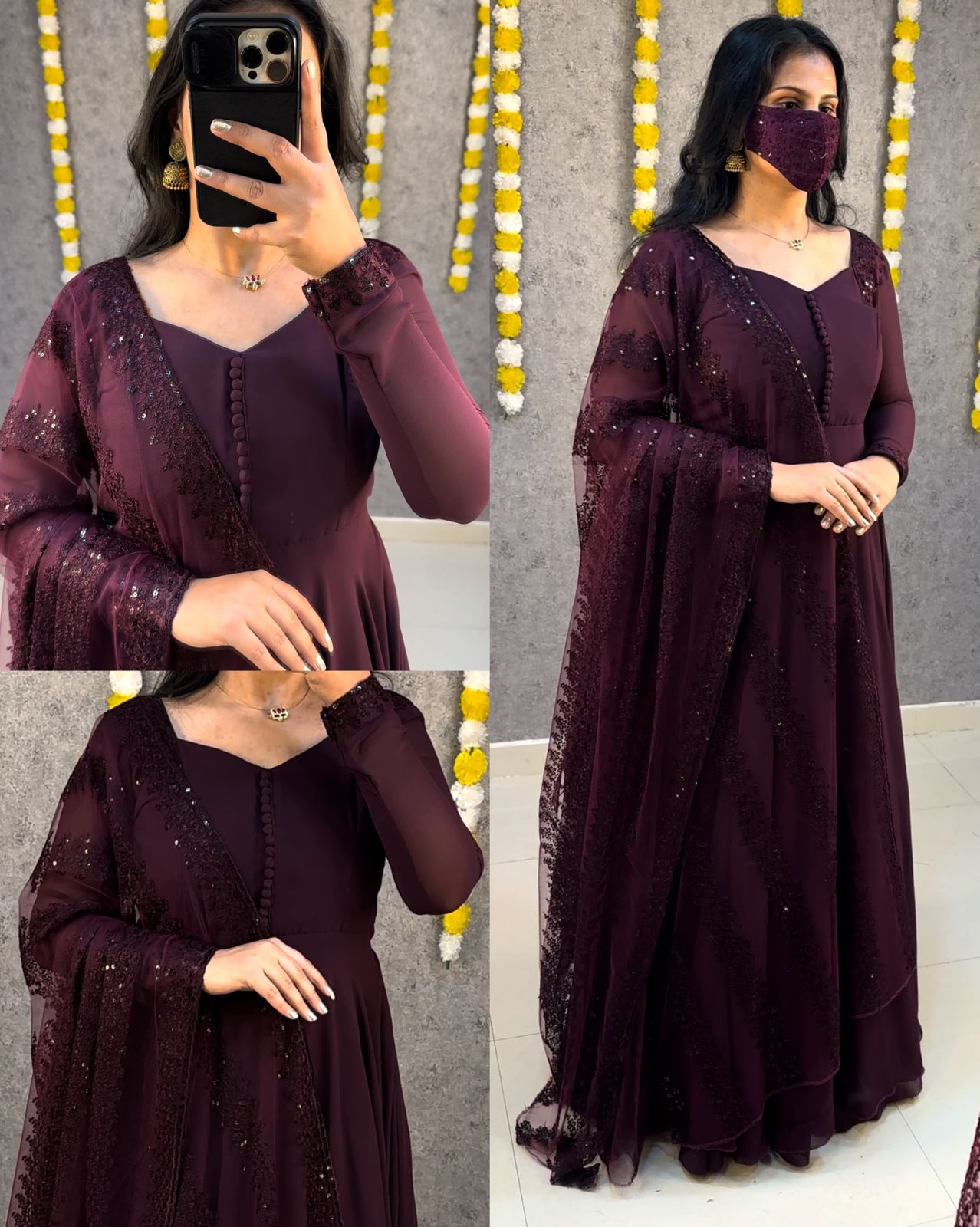 Embroidered Anarkali Set with Dupatta