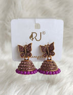 Butterfly Jhumka Earrings for Women | Traditional Oxidized Gold Finish
