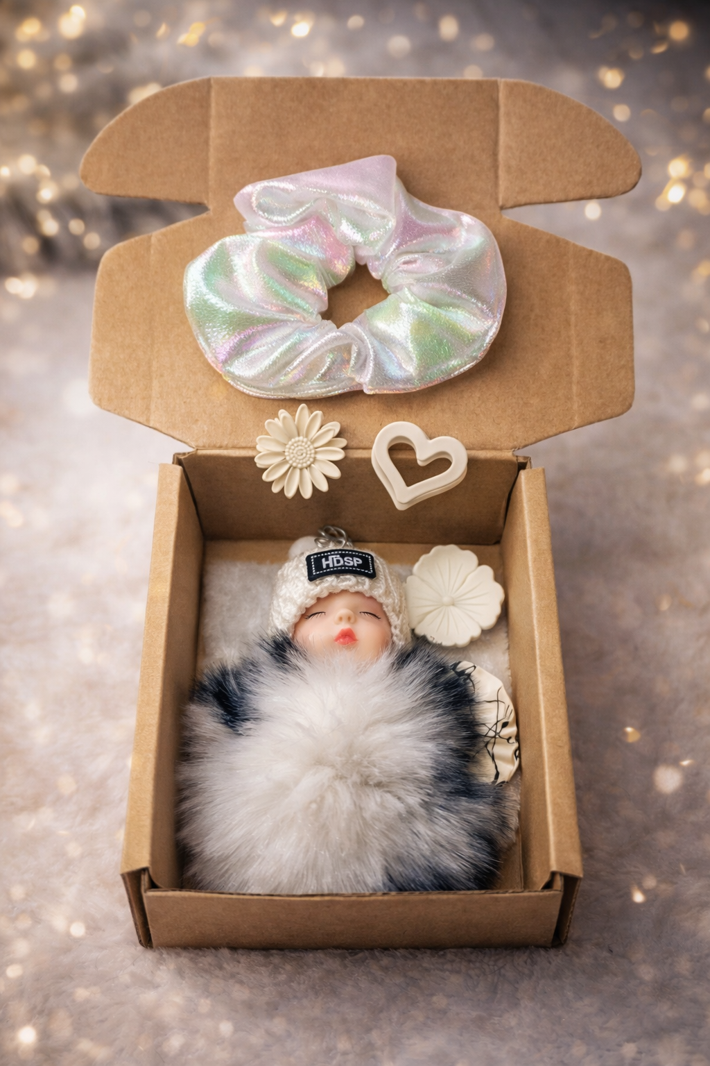 Sleeping Doll Gift Box with Scrunchie & Hair Accessories Combo 🎀