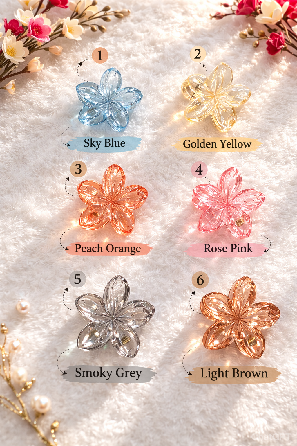 Transparent Plumeria Flower Hair Claw Clip – Medium Size