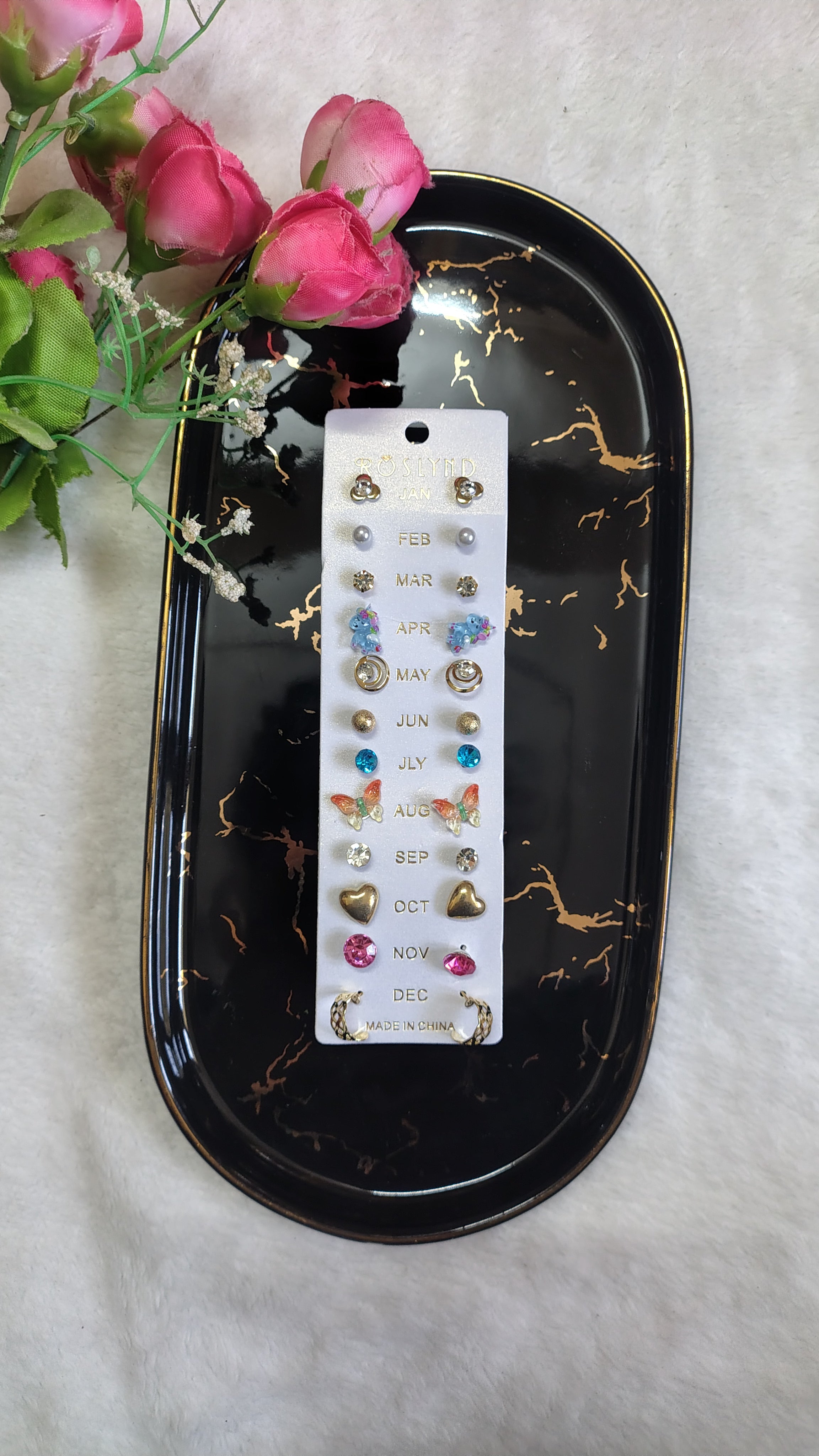 12 Pairs Cute Stud Earrings Set