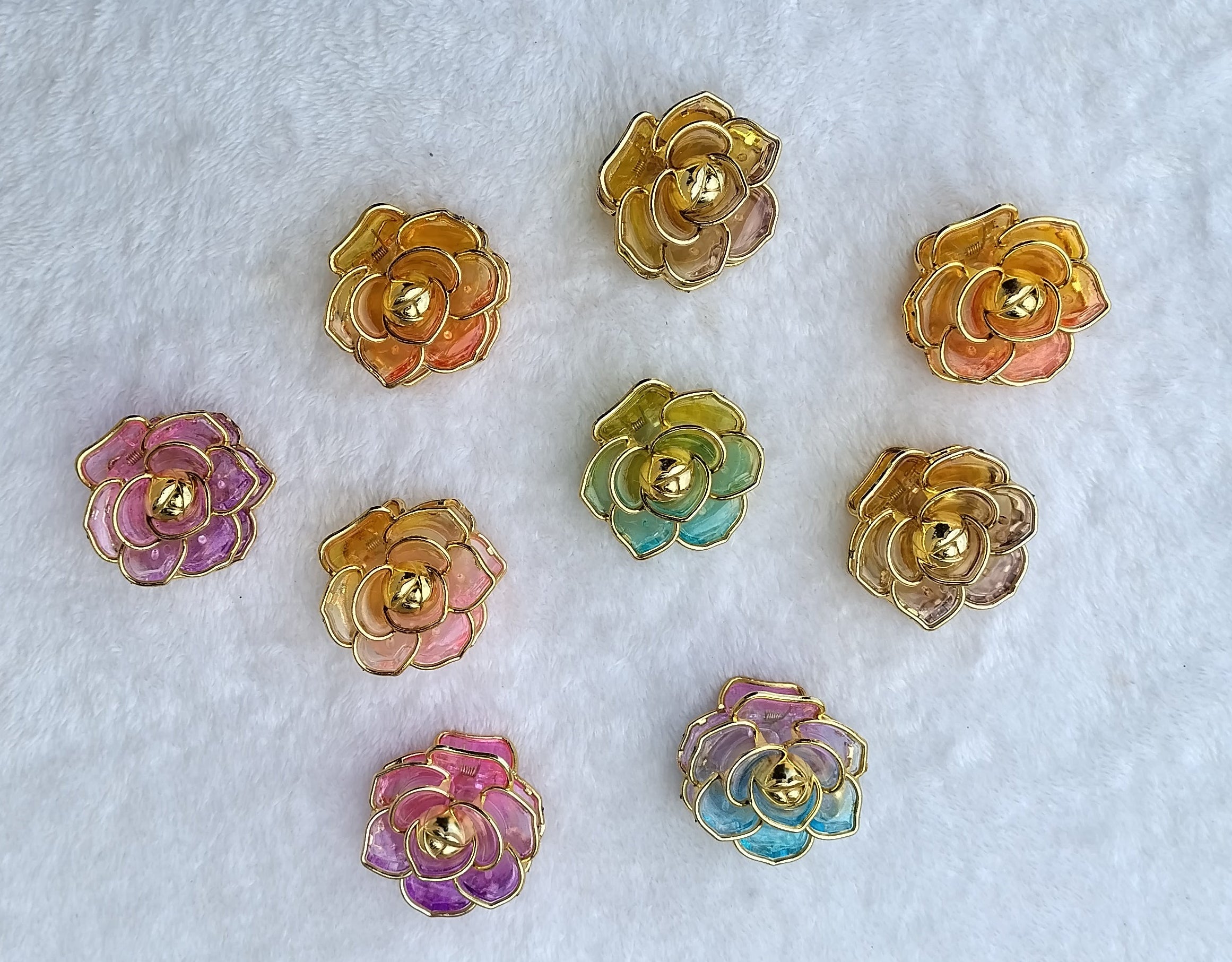 Premium Golden Rose Flower Hair Clips