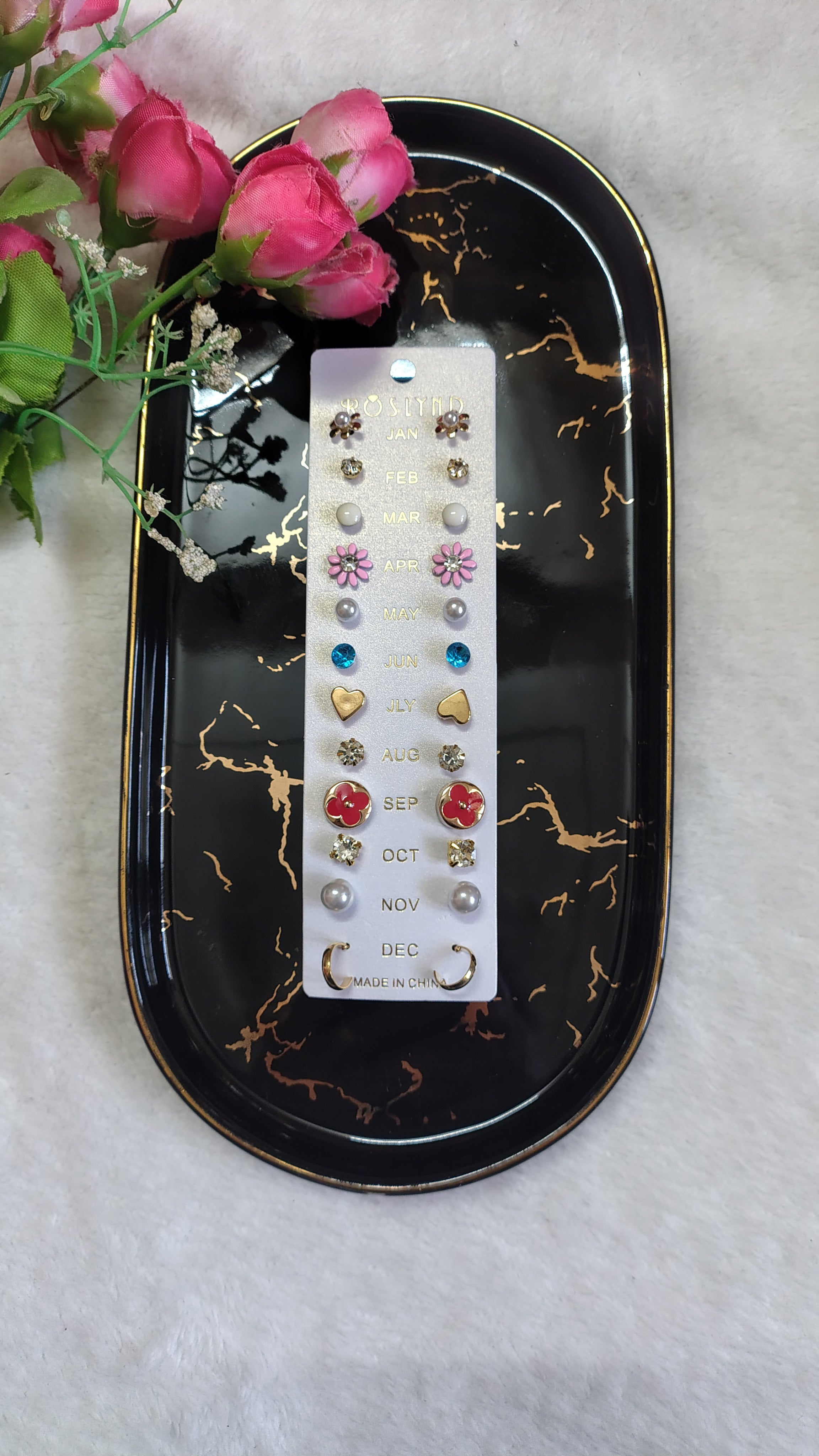 12 Pairs Cute Stud Earrings Set