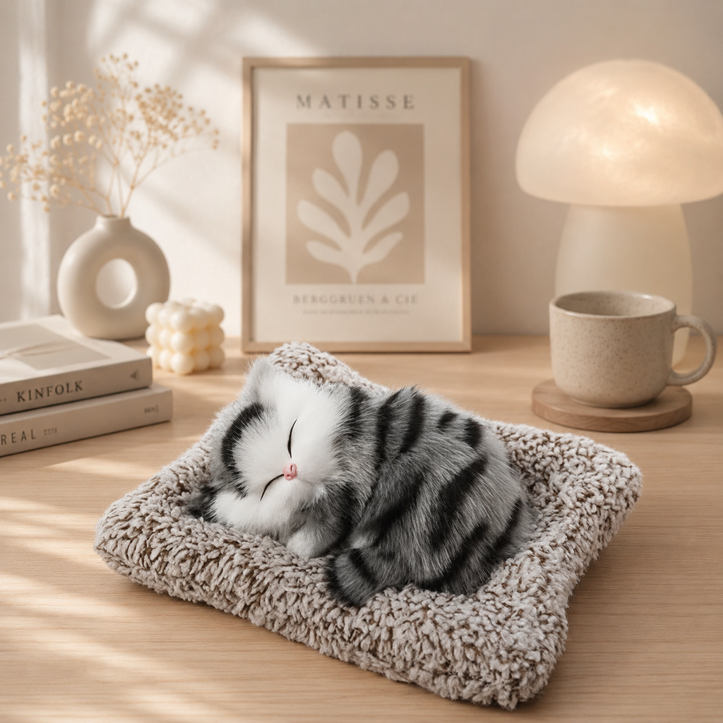 Aesthetic Sleeping Cat Dashboard Decor Plush for Car & Desk