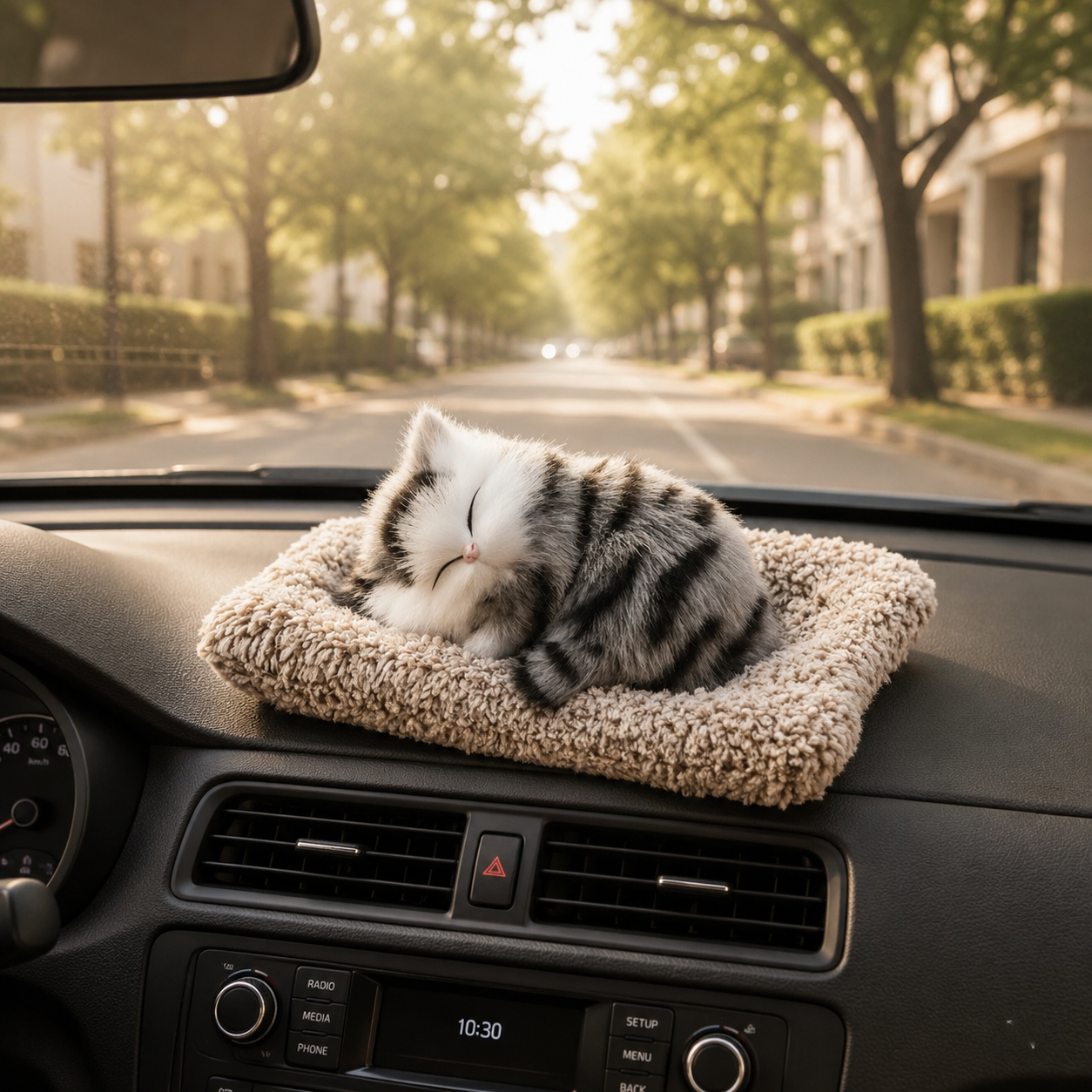 Aesthetic Sleeping Cat Dashboard Decor Plush for Car & Desk